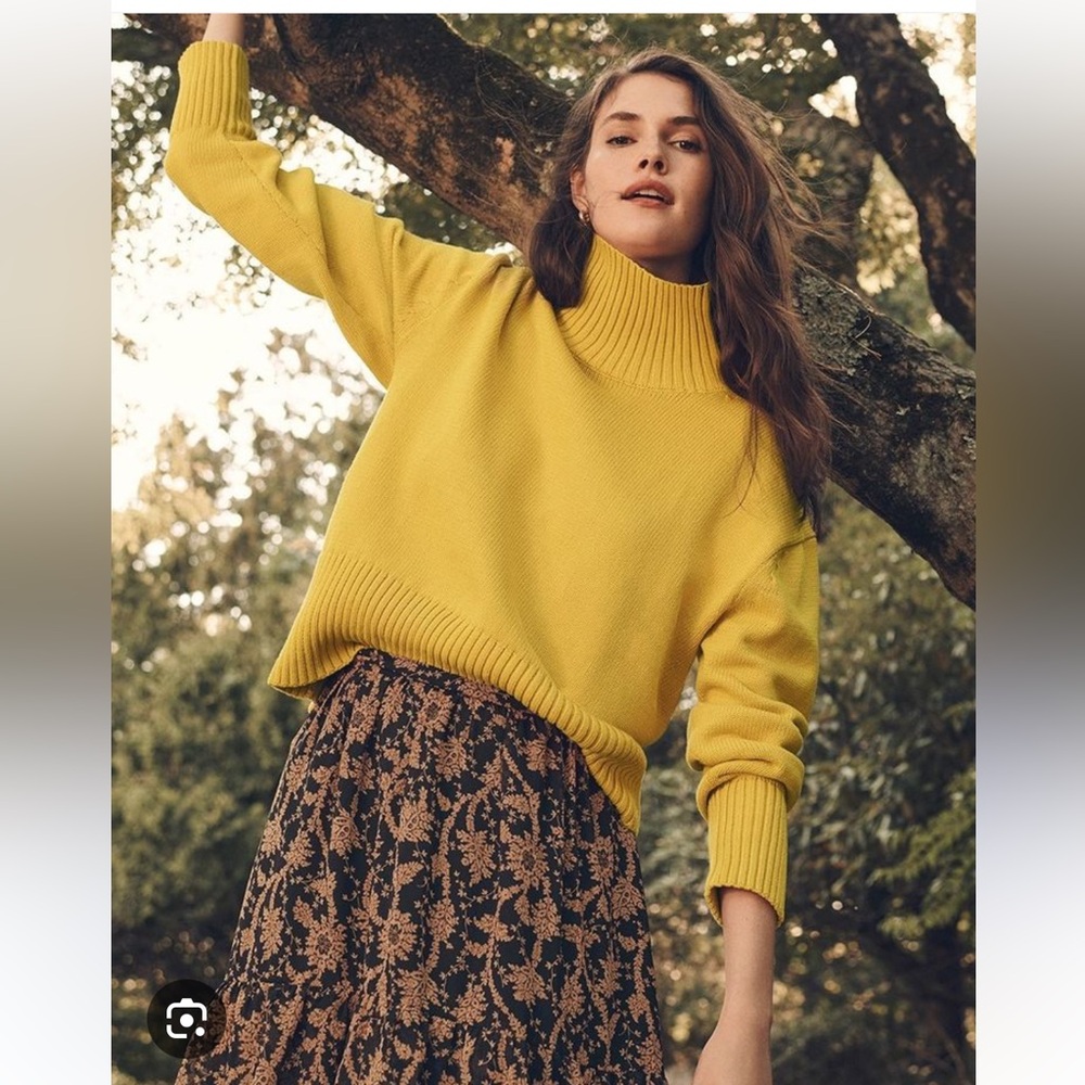 Ann Taylor Gold Turtleneck Sweater (Size XL) and Ruffled Maxi Skirt (Size 18)